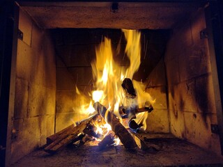 fire in fireplace