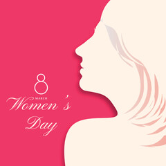 international womens day  greeting card with women face