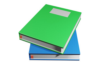 blue and green 3d render book isolated on white