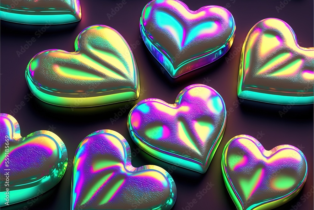 Poster a group of heart shaped cookies sitting on top of a table next to each other on a purple surface wit