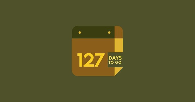 127 days to go calendar icon, 127 days countdown modern animation, Countdown left days