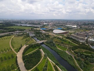Fototapeta na wymiar Queen Elizabeth Olympic Park Starford Drone, Aerial, view from air, birds eye view,