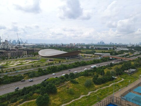 Velodrome Stratford London Drone, Aerial, View From Air, Birds Eye View, .