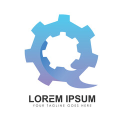 gear logo with chat symbol vector icon
