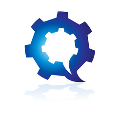 gear logo with chat symbol vector icon