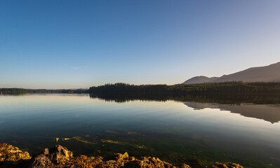 sunrise over the Ucluelet arbour waters, British Columbia, Canada