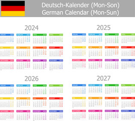 2024-2027 German Type-1 Calendar Mon-Sun on white background