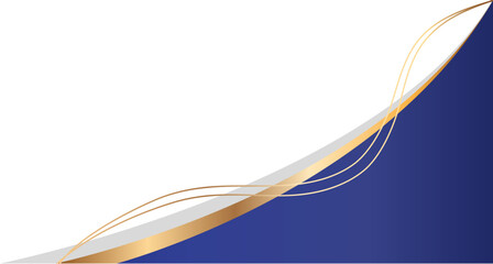 Blue curved gradient gold border header and footer