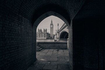 Houses of Parliament, Palace of Westminster, through the tunnel