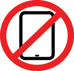 Sign Stop using phone, No phone stop sign icon. No sign, red warning isolated