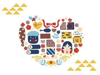 節分　イラスト素材　2月　行事　アイコン　バレンタインデー