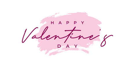 Valentines Day handwritten typography with pink hearts isolated white background