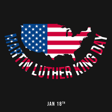 USA Map Martin Luther King Day with flag