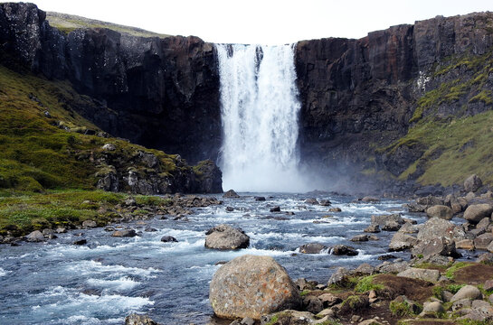 Gufufoss waterfalls in Sey isfj r ur, Iceland