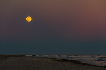 Rising Full Moon over Beach and Ocean © Tom Ramsey