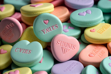 Obraz na płótnie Canvas Colorful Candy graphic Hearts for Valentine's Day background.generative ai.