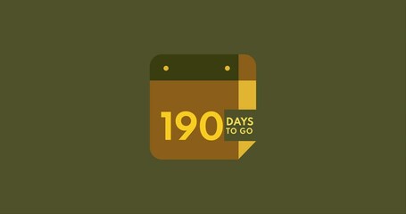 190 days to go calendar icon, 190 days countdown modern animation, Countdown left days