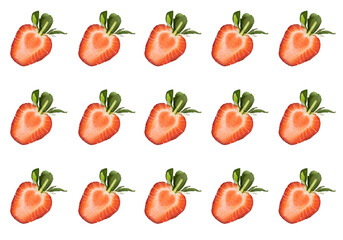 Strawberry background. Strawberry heart. Strawberry Heart