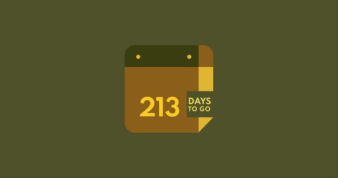 213 days to go calendar icon, 213 days countdown modern animation, Countdown left days