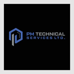 PM Letter Business Logo Design Alphabet Icon Vector Monogram