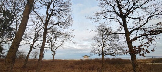 Obraz premium Hütte für Strandkorbvermietung an der Ostsee