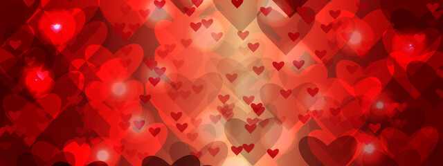 Happy Valentine Day design hearts on gradient background. Red hearts isolated on transparent background. Abstract banner background. You can use for Happy Birthday, Anniversary, party, Wedding etc.