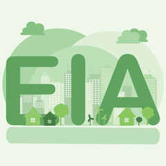 EIA, Environmental Impact Assessment for Eco city in flat style. vector