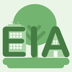 EIA, Environmental Impact Assessment for Ecofrieandly city in flat style. vector