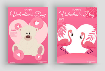 Layouts posters for Valentine's Day celebration. Posters with romantic design. Ideal for wedding, event invitation, website header, web banner. Vector