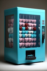 Love vending machine, distributing love, buying love, Valentine's day generative ai illustration