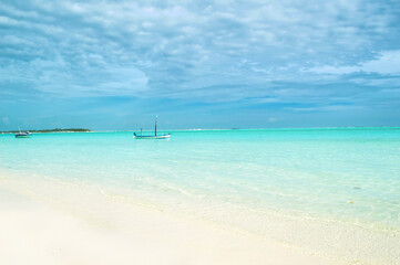 Fototapeta na wymiar Deserted beach in the Maldives in the Indian Ocean