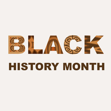 Black history month text on white background. Word Black decorated with hand drawn ethnik pattern