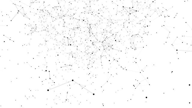 Motion graphics are black abstraction on a white background. Black lexus 4k white background. Black dots united by lines.