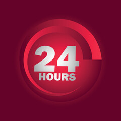 3D Twenty-four hour with arrow loop icon, 24 hours cyclic sign, Opened order execution or delivery, All day business and service, Vector design illustration