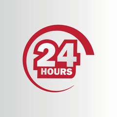 Twenty-four hour with arrow loop icon, 24 hours cyclic sign, Opened order execution or delivery, All day business and service, Vector design illustration