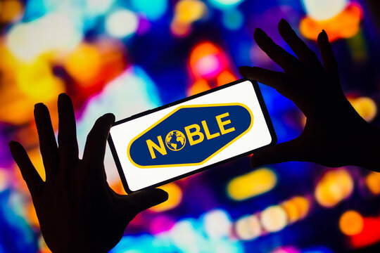 January 7, 2023, Brazil. In this photo illustration, the Noble Corporation plc logo is displayed on a smartphone screen.