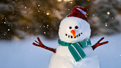 Bonhomme de neige écharpe verte