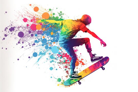 Rainbow Skateboarder