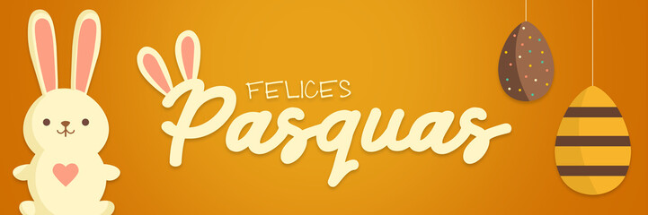 Happy Easter background with rabbit and eggs. 