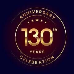 Fototapeta premium 130th Anniversary. A luxurious and simple logo design with gold color ring and text for an anniversary celebration event. Logo Vector Illustration