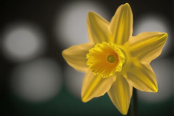 A single daffodil on Bokeh background - AI generative art