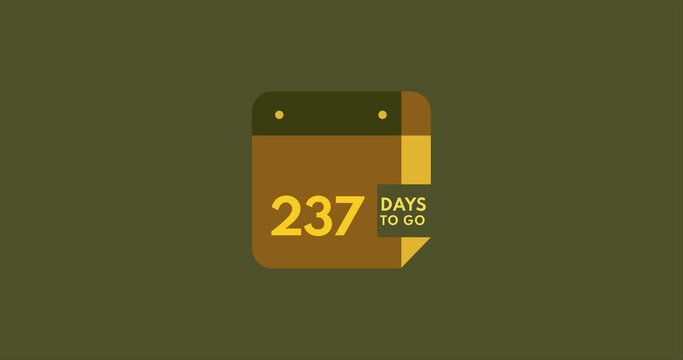 237 days to go calendar icon, 2 days countdown modern animation, Countdown left days