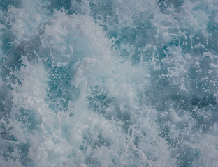 Close-up of the cruise ship wake in the Caribbean Sea