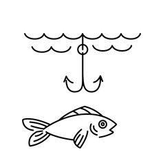 Treble hook icon outline design vector illustration on white background