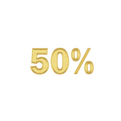 50% 3d golden percent PNG