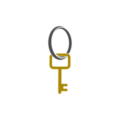 Key icon Gold silhouette isolated white background