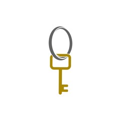 Key icon Gold silhouette isolated white background