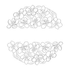 Cherry Flowers Frame. Sakura Blossom Border for Wedding.