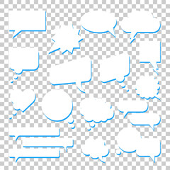 Flat speech bubble set. Talk bubble. Cloud speech bubbles collection. Vector illustration isolated on the transparent background