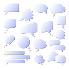 Flat speech bubble set. Talk bubble. Cloud speech bubbles collection. Vector illustration isolated on the white background